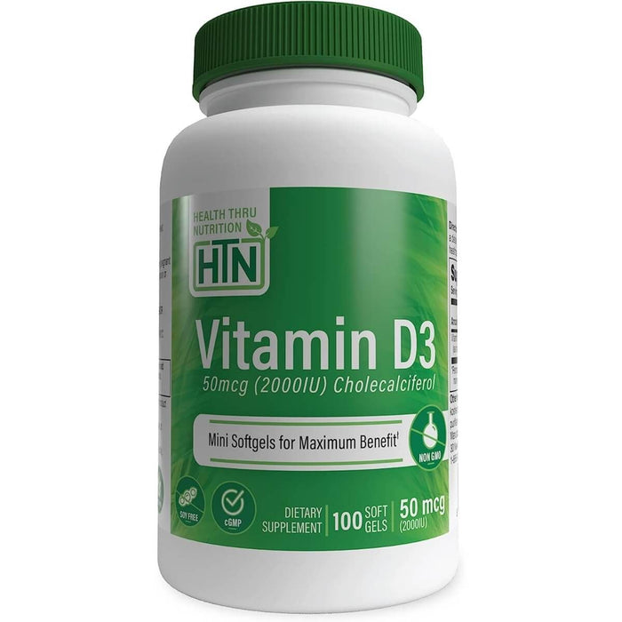 Health Thru Nutrition Vitamin D3 2,000iu (50mcg) 100 Softgels - Immune Support at MySupplementShop by Health Thru Nutrition