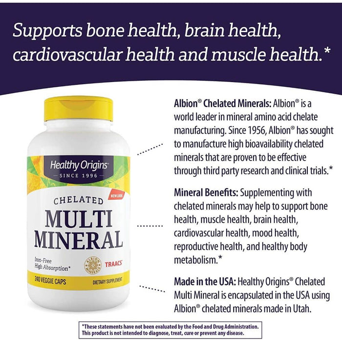 Healthy Origins Chelated Multi Mineral 240 Veggie Capsules - Brain & Memory at MySupplementShop by Healthy Origins