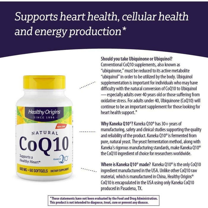 Healthy Origins CoQ10 600mg 60 Softgels - Cellular Health at MySupplementShop by Healthy Origins