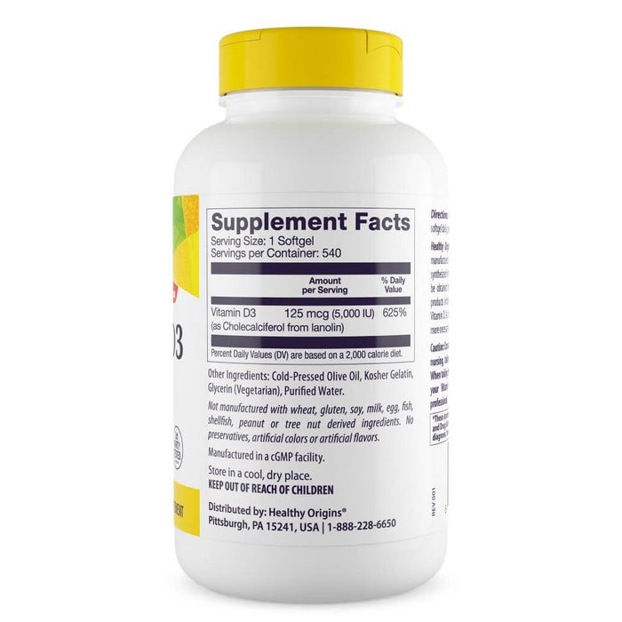 Healthy Origins Vitamin D3 5,000iu 540 Softgels - Immune Support at MySupplementShop by Healthy Origins