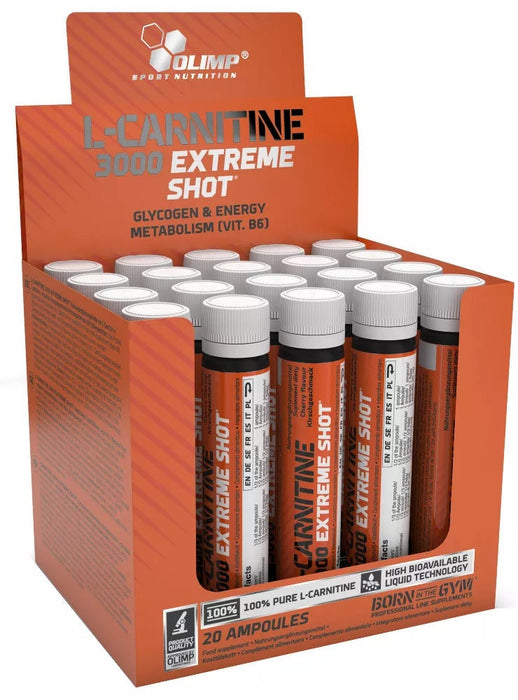 Olimp Nutrition L-Carnitine 3000 Extreme Shot, Cherry - 20 x 25ml - Amino Acids and BCAAs at MySupplementShop by Olimp Nutrition