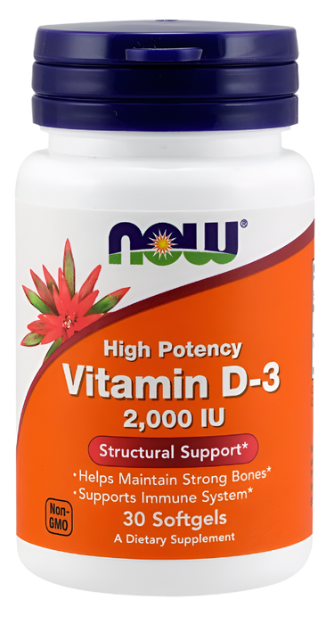 NOW Foods Vitamin D-3, 2000 IE – 30 Kapseln