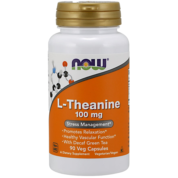 NOW Foods L-Theanine with Decaf Green Tea, 100mg - 90 vcaps