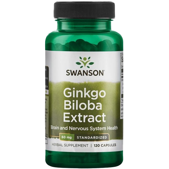 Swanson Ginkgo Biloba-Extrakt 24 %, 60 mg – 120 Kapseln