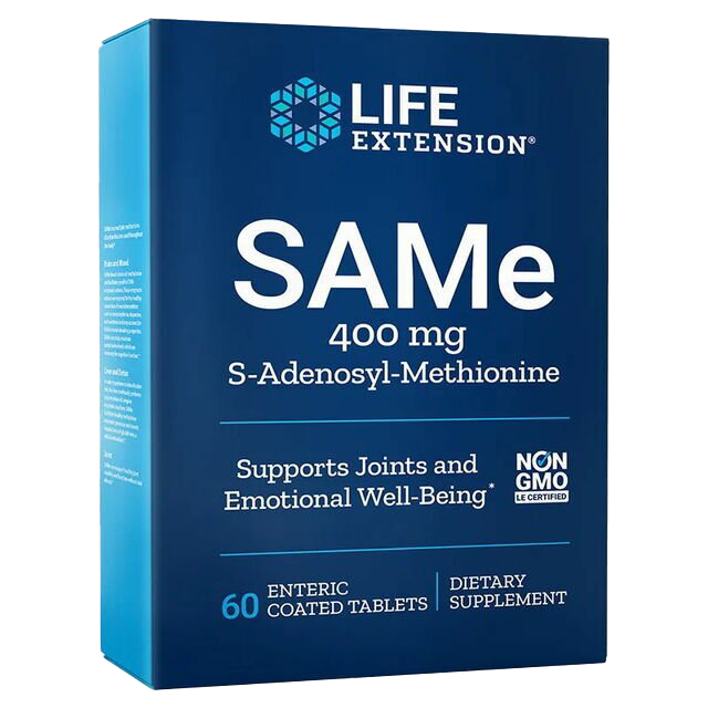 Life Extension SAMe S-Adenosyl-Methionin, 400 mg – 60 magensaftresistente Tabletten