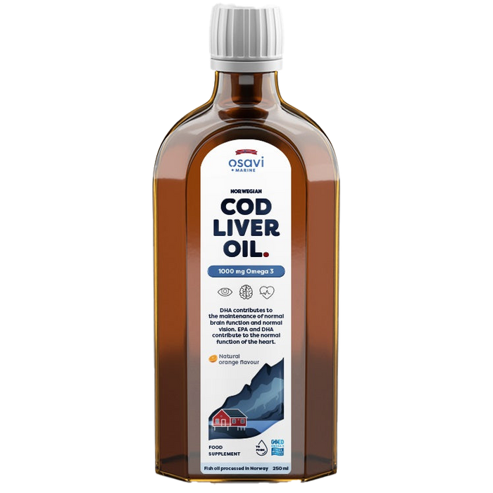 Osavi Norwegian Cod Liver Oil, 1000mg Omega 3 (Orange) - 250 ml.