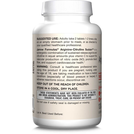 Jarrow Formulas Arginine-Citrulline Sustain 120 Tablets - Amino Acids and BCAAs at MySupplementShop by Jarrow Formulas