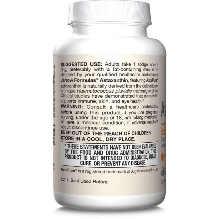 Jarrow Formulas Astaxanthin 12mg 60 Softgels - Health and Wellbeing at MySupplementShop by Jarrow Formulas