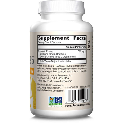 Jarrow Formulas Curcumin 95 500mg 120 Veggie Capsules - Health and Wellbeing at MySupplementShop by Jarrow Formulas