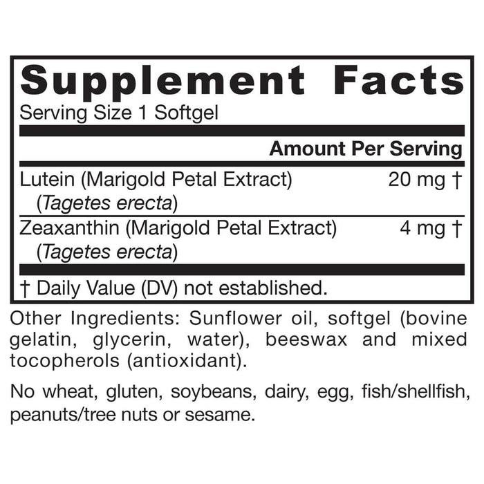 Jarrow Formulas Lutein 20mg & Zeaxanthin 4mg 120 Softgels - Health and Wellbeing at MySupplementShop by Jarrow Formulas