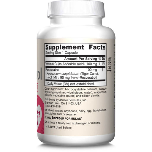 Jarrow Formulas Resveratrol 100mg 60 Veggie Capsules - Health and Wellbeing at MySupplementShop by Jarrow Formulas