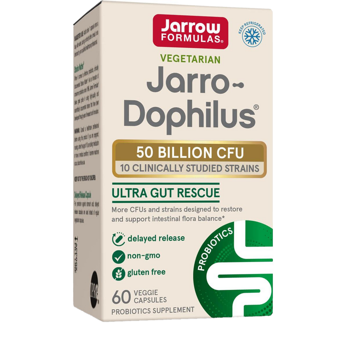 Jarrow Formulas Ultra Jarro-Dophilus 50 Billion CFU 60 Delayed Release Veggie Capsules