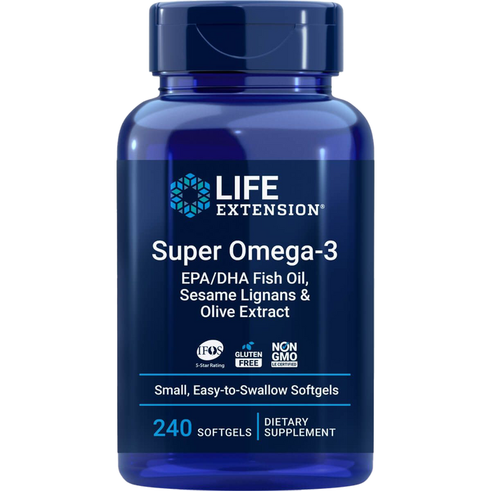 Life Extension Super Omega-3 EPA/DHA Fish Oil Sesame Lignans & Olive Extract 240 Softgels