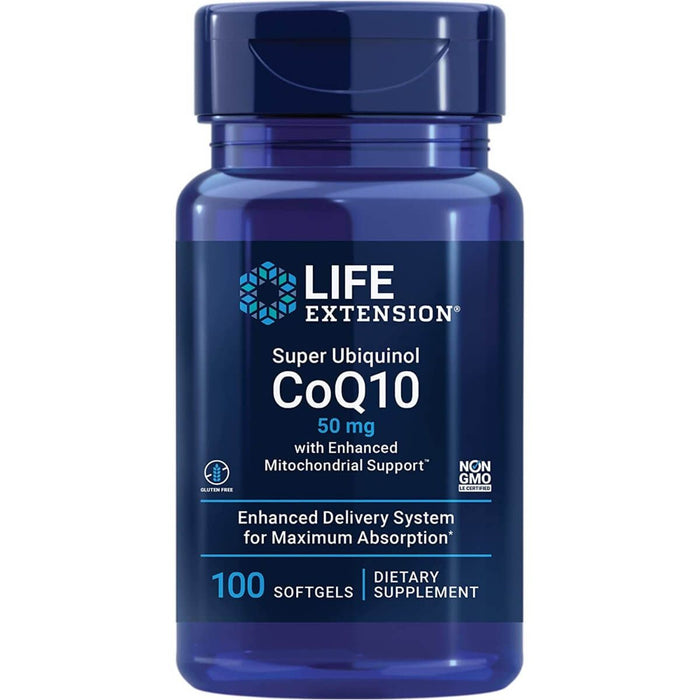 Life Extension Super Ubiquinol CoQ10 with Enhanced Mitochondrial Support 50 mg 100 Softgels - CoEnzyme Q1 at MySupplementShop by Life Extension