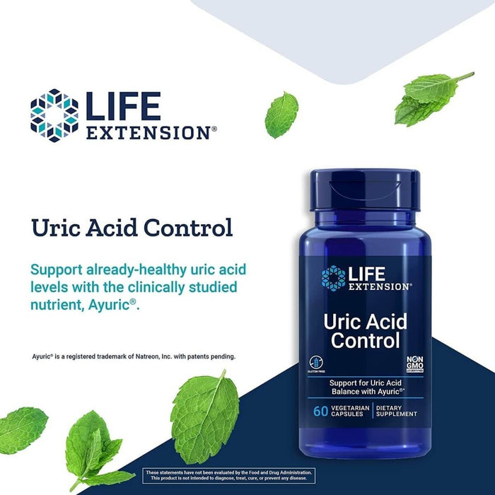 Life Extension Uric Acid Control 60 Vegetarian Capsules - Sports Supplements at MySupplementShop by Life Extension