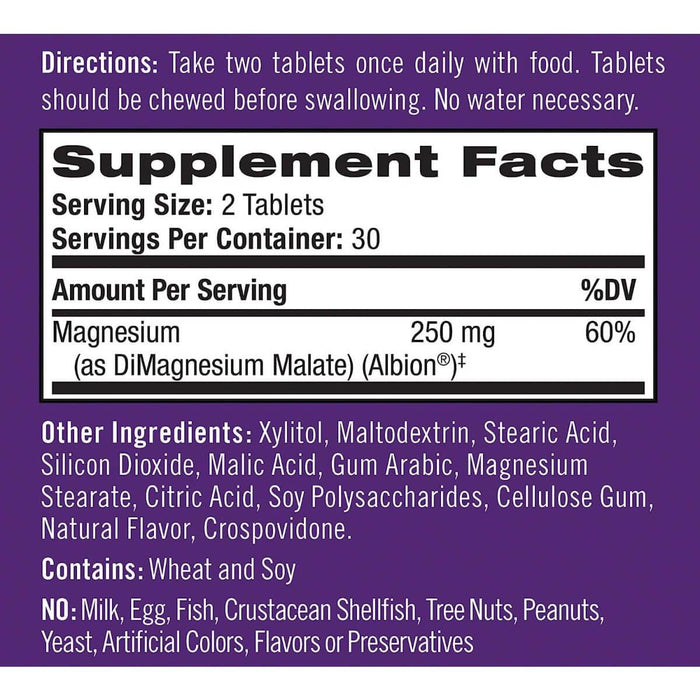 Natrol High Absorption Magnesium 250mg 60 Chewable Tablets - Vitamins & Minerals at MySupplementShop by Natrol