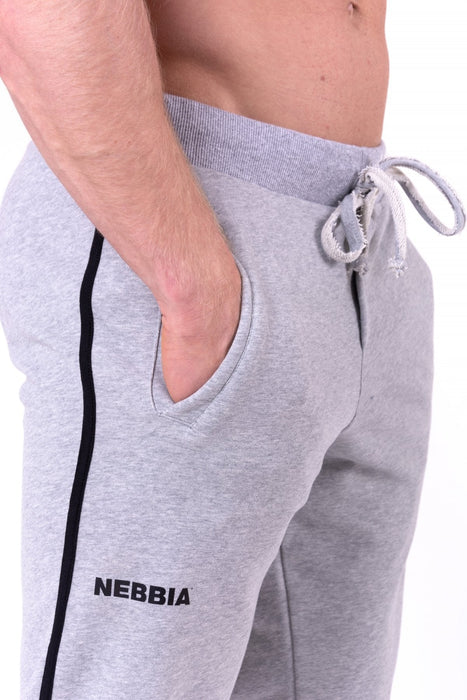 Nebbia Side Stripe Retro Joggers 154 - Grey - Joggers at MySupplementShop by Nebbia