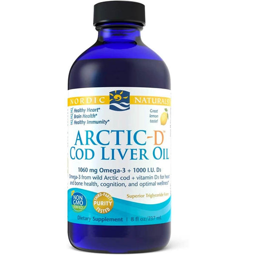 Nordic Naturals Arctic-D Cod Liver Oil 1060mg Omega-3 8 fl oz (Lemon) - Health and Wellbeing at MySupplementShop by Nordic Naturals