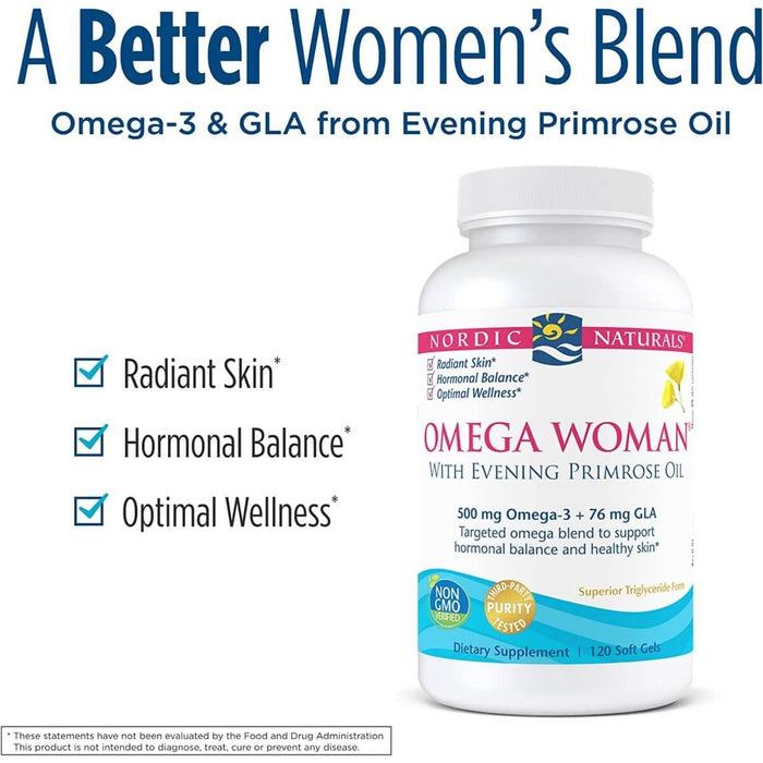 Nordic Naturals Omega Women with Evening Primrose Oil 120 Softgels (Lemon) - Supplements for Women at MySupplementShop by Nordic Naturals