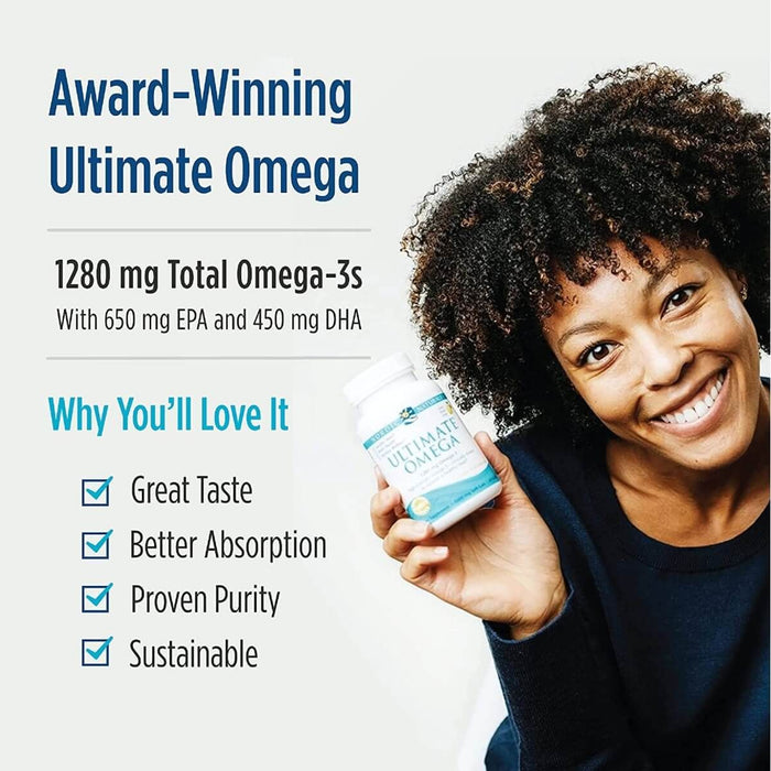 Nordic Naturals Ultimate Omega-3 1280mg 180 Softgels - Health and Wellbeing at MySupplementShop by Nordic Naturals