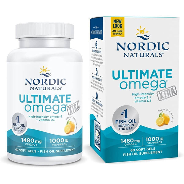 Nordic Naturals Ultimate Omega Xtra 1480mg with Vitamin D3 60 Softgels (Lemon) - Omegas, EFAs, CLA, Oils at MySupplementShop by Nordic Naturals