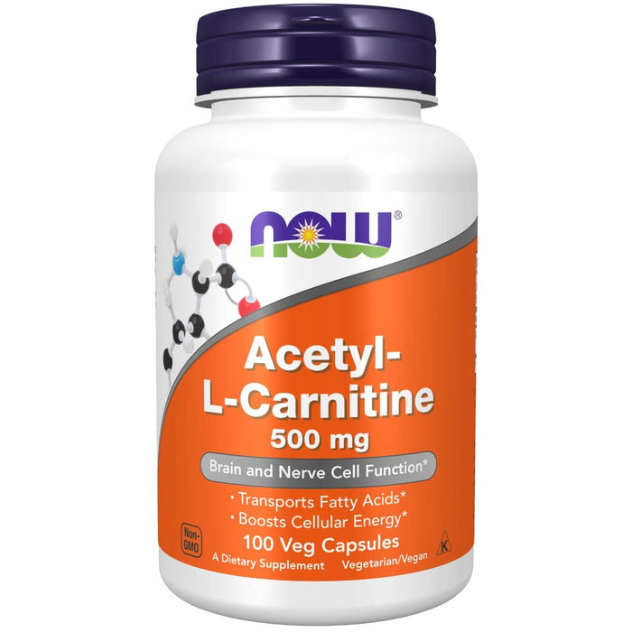 NOW Foods Acetyl-L Carnitine 500 mg 100 Veg Capsules - Amino Acids and BCAAs at MySupplementShop by NOW Foods