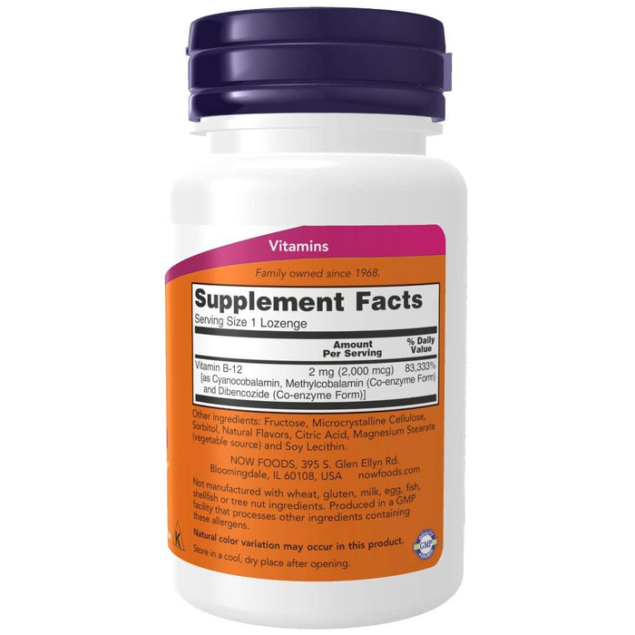 NOW Foods B-12 2,000 mcg 100 Lozenges - Vitamins & Minerals at MySupplementShop by NOW Foods