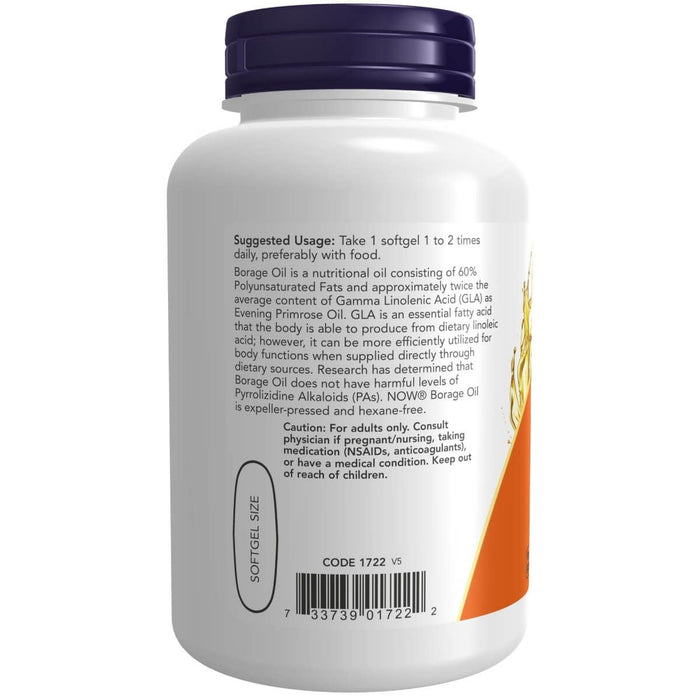 NOW Foods Borage Oil 1000 mg with 240mg of GLA 120 Softgels - Omegas, EFAs, CLA, Oils at MySupplementShop by NOW Foods