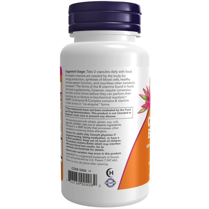 NOW Foods Co-Enzyme B Complex 60 Veg Capsules - Health and Wellbeing at MySupplementShop by NOW Foods