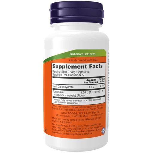 NOW Foods Dong Quai 520 mg 100 Veg Capsules - Supplements for Women at MySupplementShop by NOW Foods