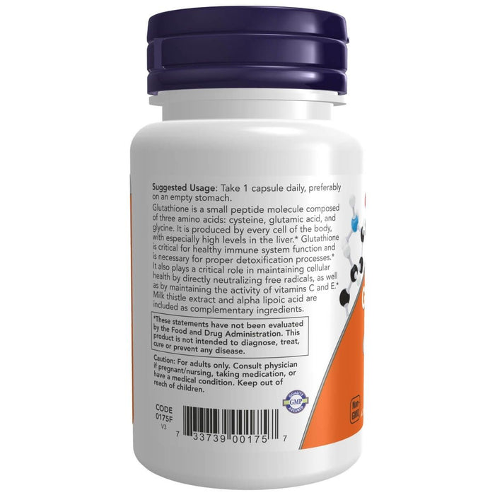 NOW Foods Glutathione 500 mg 30 Veg Capsules - Amino Acids and BCAAs at MySupplementShop by NOW Foods