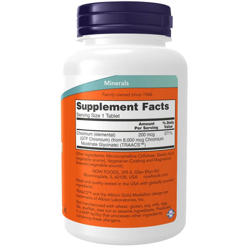 NOW Foods GTF Chromium 200 mcg 250 Tablets - Special Formula at MySupplementShop by NOW Foods