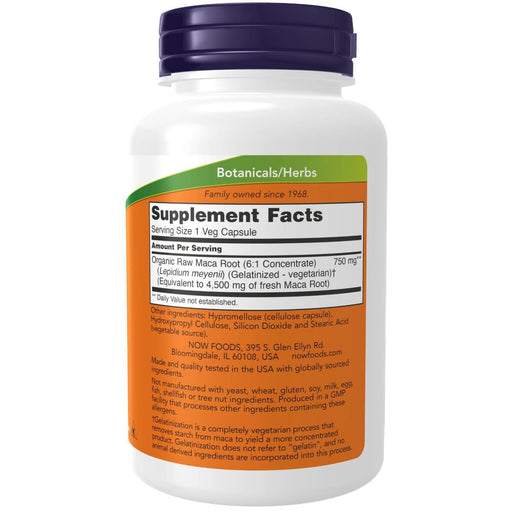 NOW Foods Maca (Lepidium meyenii) 750 mg Raw 90 Veg Capsules - Sexual Health at MySupplementShop by NOW Foods