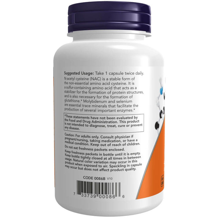 NOW Foods NAC-Acetyl Cysteine 600mg 250 Veggie Capsules - Amino Acids and BCAAs at MySupplementShop by NOW Foods