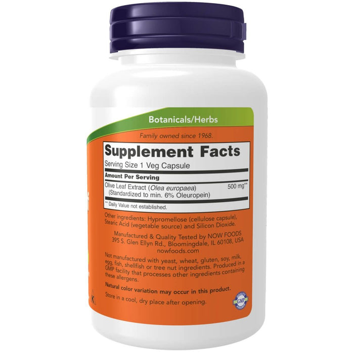 NOW Foods Olive Leaf Extract 500 mg 120 Veg Capsules - Health and Wellbeing at MySupplementShop by NOW Foods