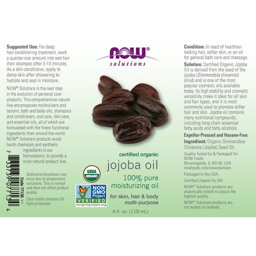 NOW Foods Organic Jojoba Oil 4-Ounce - Hair Care at MySupplementShop by NOW Foods