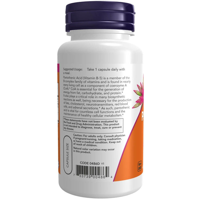 NOW Foods Pantothenic Acid (Vitamin B-5) 500 mg 100 Veg Capsules - Vitamins & Minerals at MySupplementShop by NOW Foods