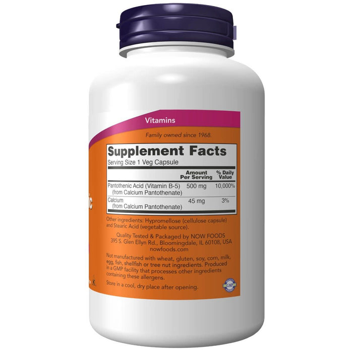 NOW Foods Pantothenic Acid (Vitamin B-5) 500 mg 250 Capsules - Vitamins & Minerals at MySupplementShop by NOW Foods