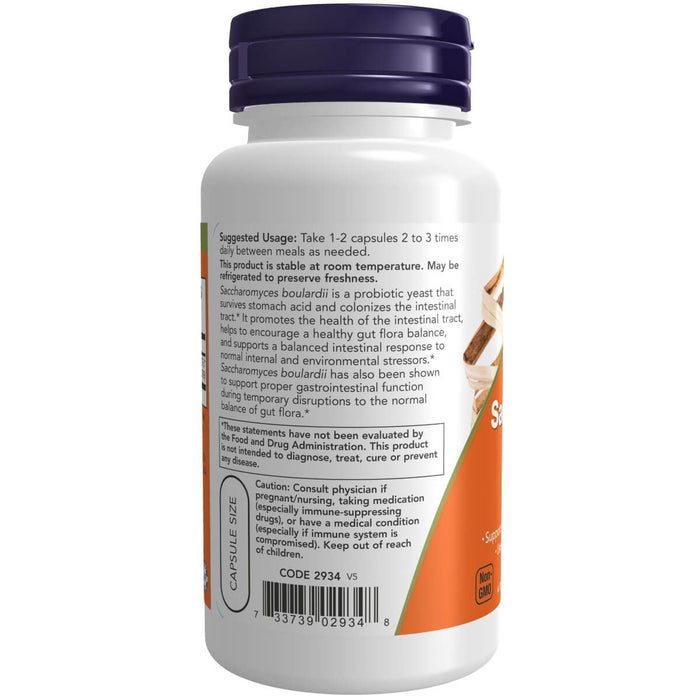 NOW Foods Saccharomyces Boulardii 5 Billion CFU Probiotic 60 Veg Capsules - Health and Wellbeing at MySupplementShop by NOW Foods