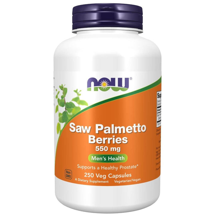 NOW Foods Saw Palmetto Berries 550 mg 250 Veg Capsules - Health and Wellbeing at MySupplementShop by NOW Foods