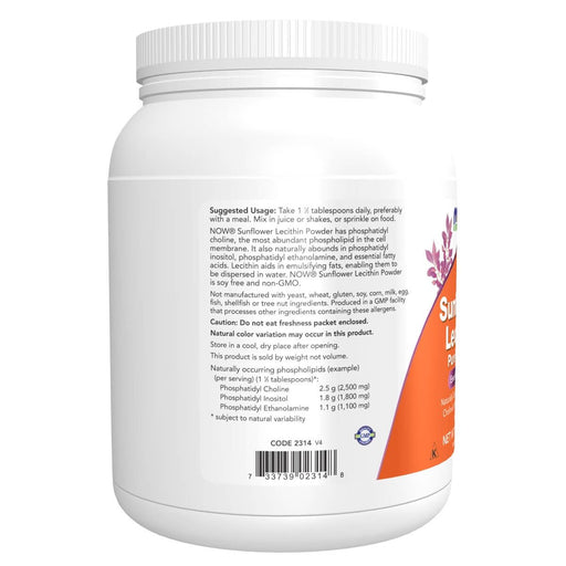 NOW Foods Sunflower Lecithin Pure Powder 1lb (454g) - Health Foods at MySupplementShop by Now Foods