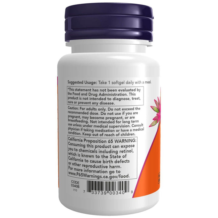 NOW Foods Vitamin A 25,000iu 100 Softgels - Eyes & Vision at MySupplementShop by NOW Foods