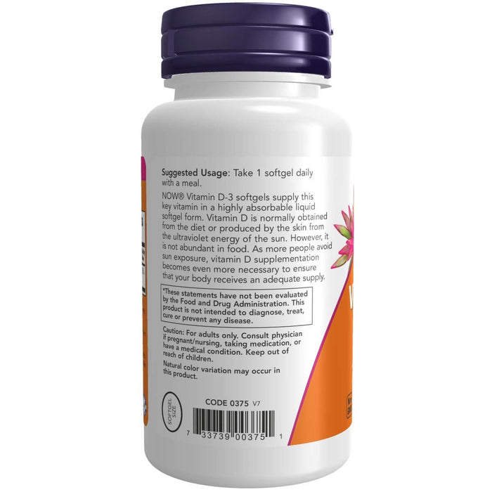 NOW Foods Vitamin D-3 1,000 IU 360 Softgels - Vitamins & Minerals at MySupplementShop by NOW Foods