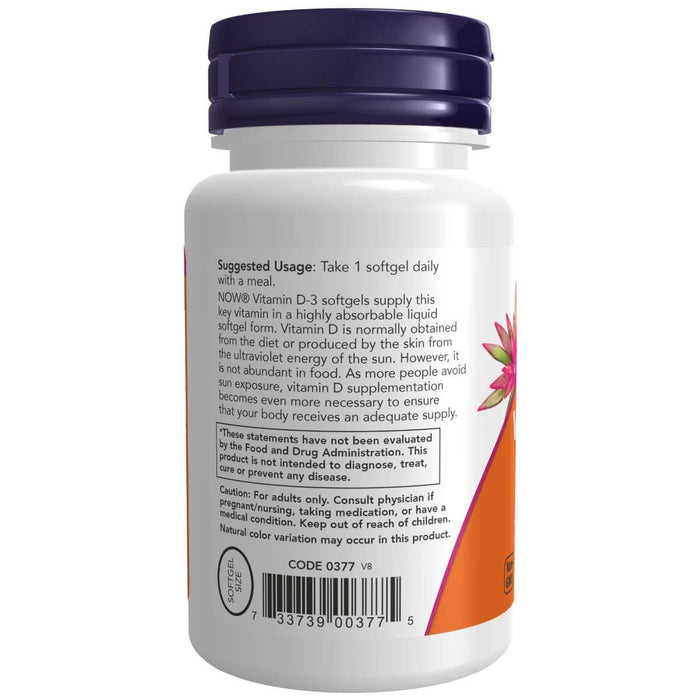 NOW Foods Vitamin D-3 2,000 IU 240 Softgels - Vitamins & Minerals at MySupplementShop by NOW Foods