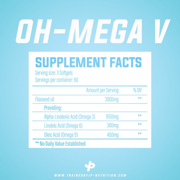 Trained By JP Oh-Mega V 180Softgels Unflavoured - Omegas, EFAs, CLA, Oils at MySupplementShop by Trained By JP