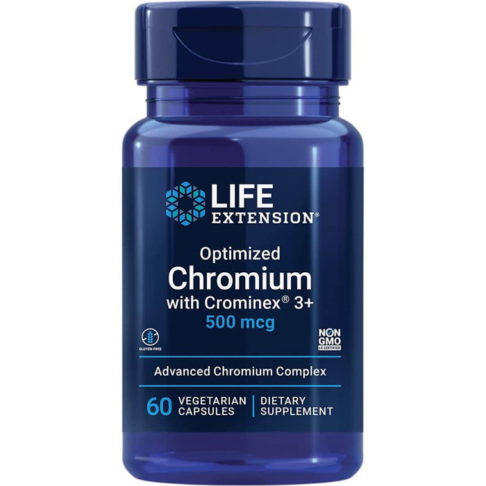 Life Extension Optimized Chromium with Crominex 3+, 500mcg, 60 Vegetarian Capsules - Vitamins & Minerals at MySupplementShop by Life Extension