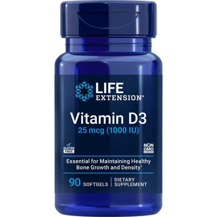 Life Extension Vitamin D3 25 mcg (1000 IU) 90 Softgels - Vitamins & Minerals at MySupplementShop by Life Extension