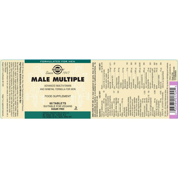 Solgar Male Multiple Tablets Pack of 60 - Combination Multivitamins & Minerals at MySupplementShop by Solgar