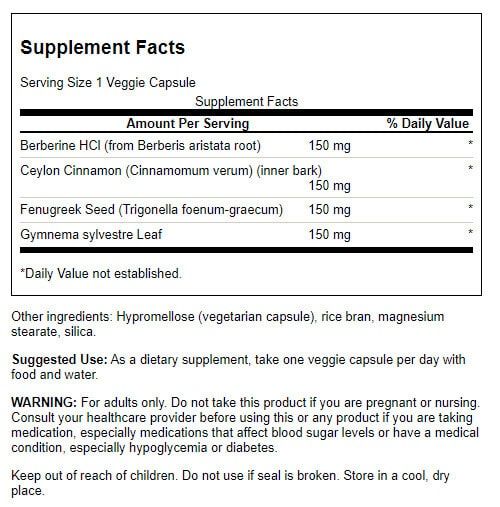 Swanson Berberine Complex with Cinnamon, Gymnema & Fenugreek 90 Vegetarian Capsules - Health and Wellbeing at MySupplementShop by Swanson