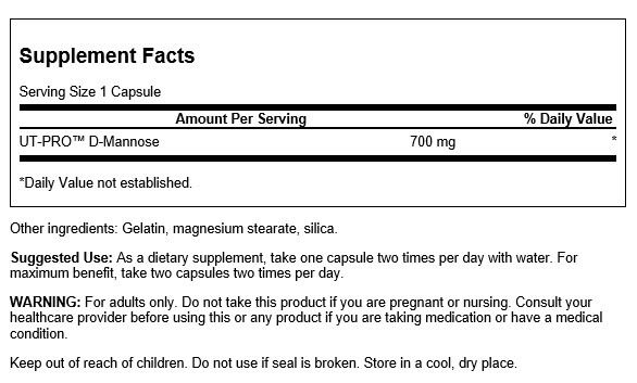 Swanson D-Mannose 700mg 60 Capsules - Health and Wellbeing at MySupplementShop by Swanson